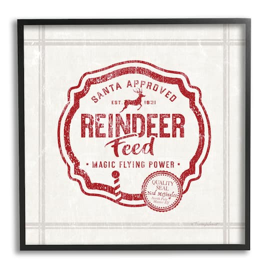 Stupell Industries Vintage Christmas Reindeer Feed Framed Giclee Art